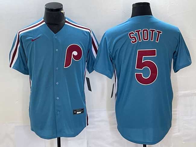 Men%27s Philadelphia Phillies #5 Bryson Stott Blue Cool Base Stitched Jersey->philadelphia phillies->MLB Jersey